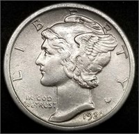 1920-D Mercury Silver Dime, High Grade