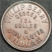 1800s Philip Berry Oldham Trade Token Nice