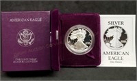 1990 1oz Proof Silver Eagle w/Box & Papers