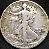 1917-S Obv Walking Liberty Silver Half Dollar