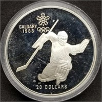 1986 Canada $20 Proof Silver Olympic Hockey