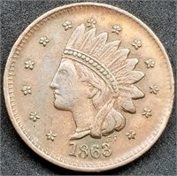 1863 Civil War Token: Indian Head/Not One Cent