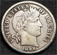 1898-P Barber Silver Dime, Nice!