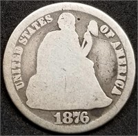 1876 Seated Liberty Silver Dime