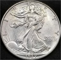 1937-S Walking Liberty Silver Half Dollar BU