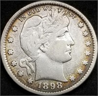 1898-P Barber Silver Quarter, Higher Grade