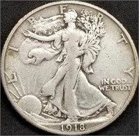 1918-P Walking Liberty Silver Half Dollar