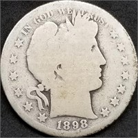 1898-S Barber Silver Half Dollar