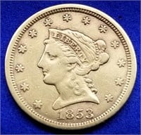 1853 US $2.50 Gold Liberty Quarter Eagle