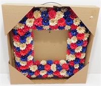 * Square Flower Wreath - Red, White & Blue, New