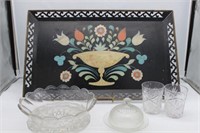 Serving Tray & Misc. Glassware