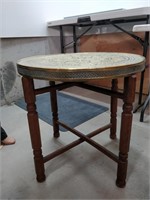 2 pc brass top table  with folding legs