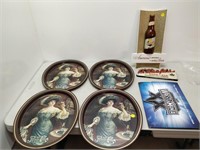 4 pepsi-cola serving dishes, beer signs & WW pins