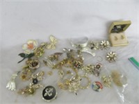 FASHION PINS, BROOCHES, EARRINGS AND MORE