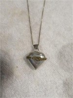 STERLING SILVER HEART PENDANT NECKLACE 11"