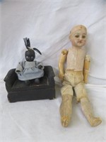 2PC DOLLS - ONE ANTIQUE GERMAN AND ONE BLACK