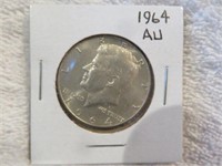 1964 AU KENNEDY SILVER HALF DOLLAR