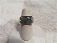 STERLING SILVER ABALONE RING SZ 10.5