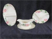 3PC FRANCISCAN DESERT ROSE DIVIDED DISHES AND