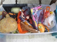 LARGE BOX OF HALLOWEEN AND FALL DECORATIONS