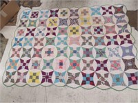 VINTAGE HANDMADE COLORFUL 9 SQUARE QUILT