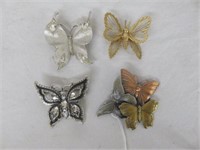 4PC SELECTION OF VINTAGE BUTTERFLY PINS 2.75"