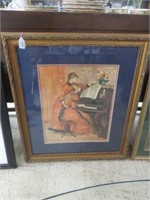 FRAMED GIRL AT THE PIANO PRINT 35"T X 31"W