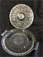 Pressed glass serving tray with lid