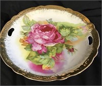 Rose plate with gold toned edge
