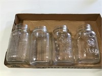 4 clear canning jars
