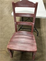 Heavy solid wood sturdy red chair
