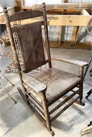 Woven bottom and back rocking chair