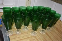 set of 24 green glasses