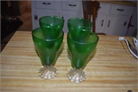 set of 4 green glasses