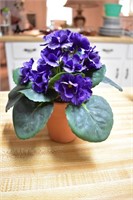 purple faux flower pot