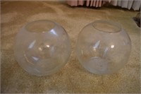 2 etched glass bowls/domes