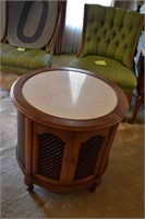 round end table with marble top