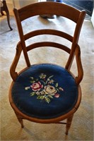 wood chair with roses