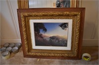 mountain sky picture- wood and gold frame