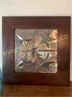 Framed tin ceiling tile with star detail