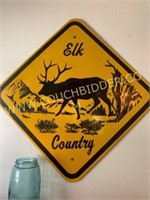 Metal Elk Country road sign