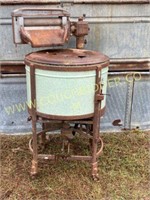 Antique green enamel wringer washing machine