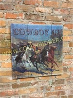 Painted "wooden" COWBOY UP canvas sign
