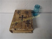 Wooden Storage Box with Crosses
