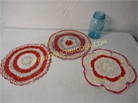 3 Red Doilies