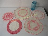 5 Pink Doilies