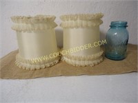 Pair of Clip on Lamp Shades with Lace Trim