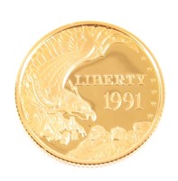 1991 U.S. $5 MOUNT RUSHMORE COMMEMORATIVE GOLD COI