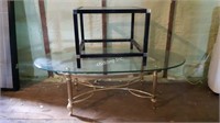 Glass Top Tables - Gold Tone & Black - A