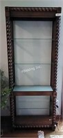 Ornate Wooden Shelf with Glass Dividers - 1